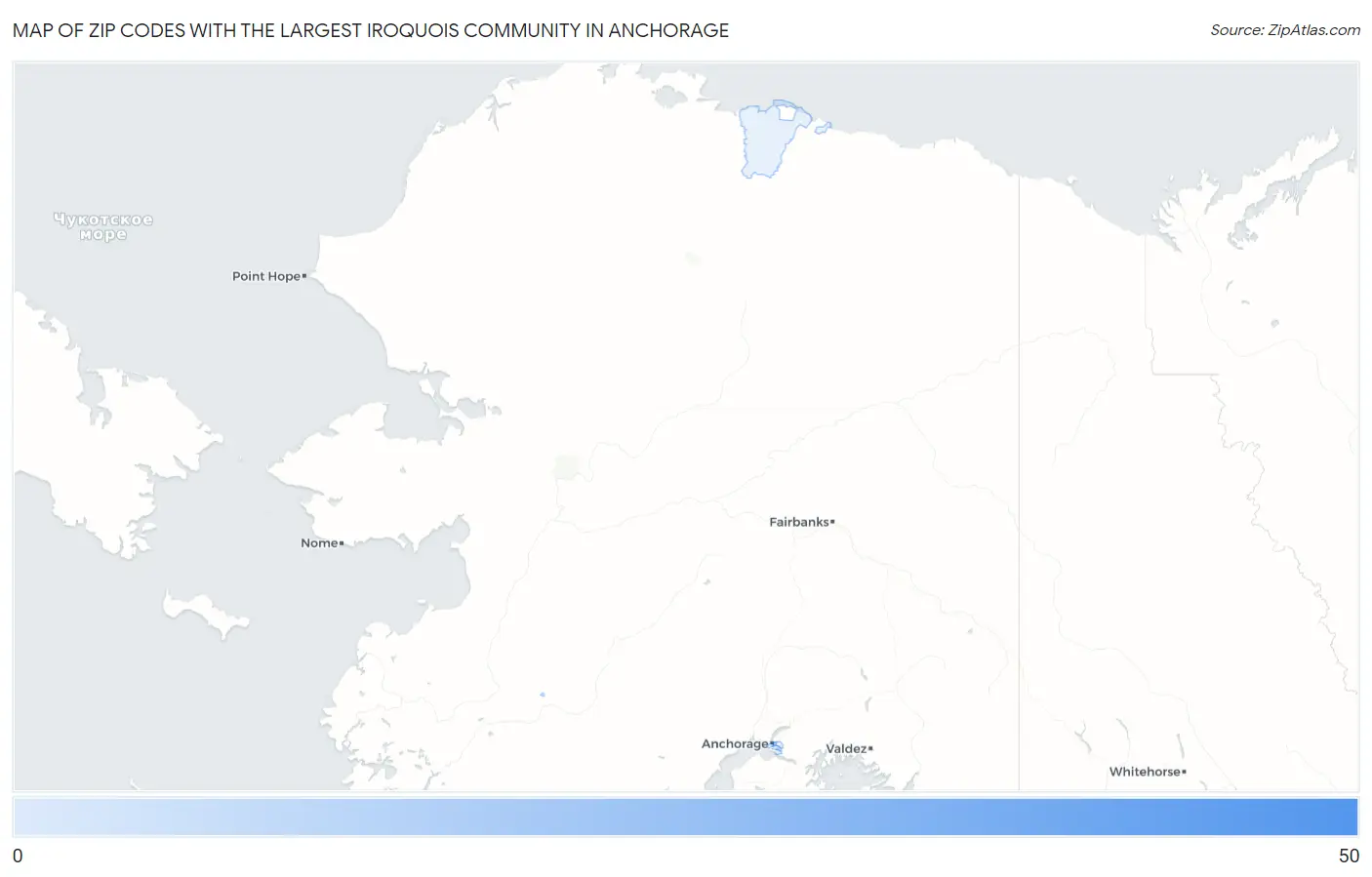 Zip Codes with the Largest Iroquois Community in Anchorage Map