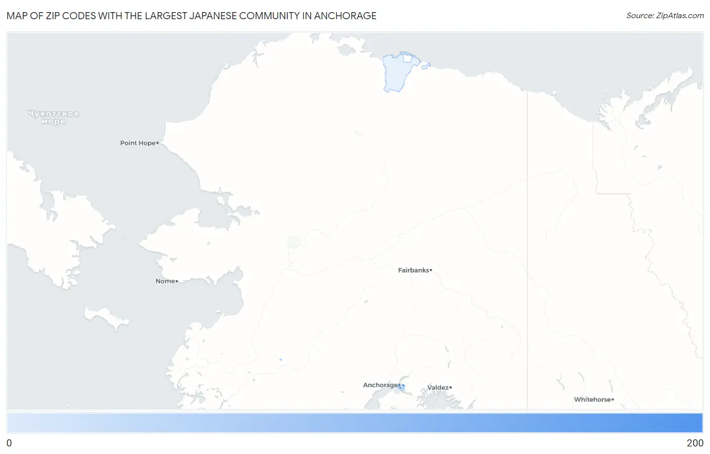 Zip Codes with the Largest Japanese Community in Anchorage Map