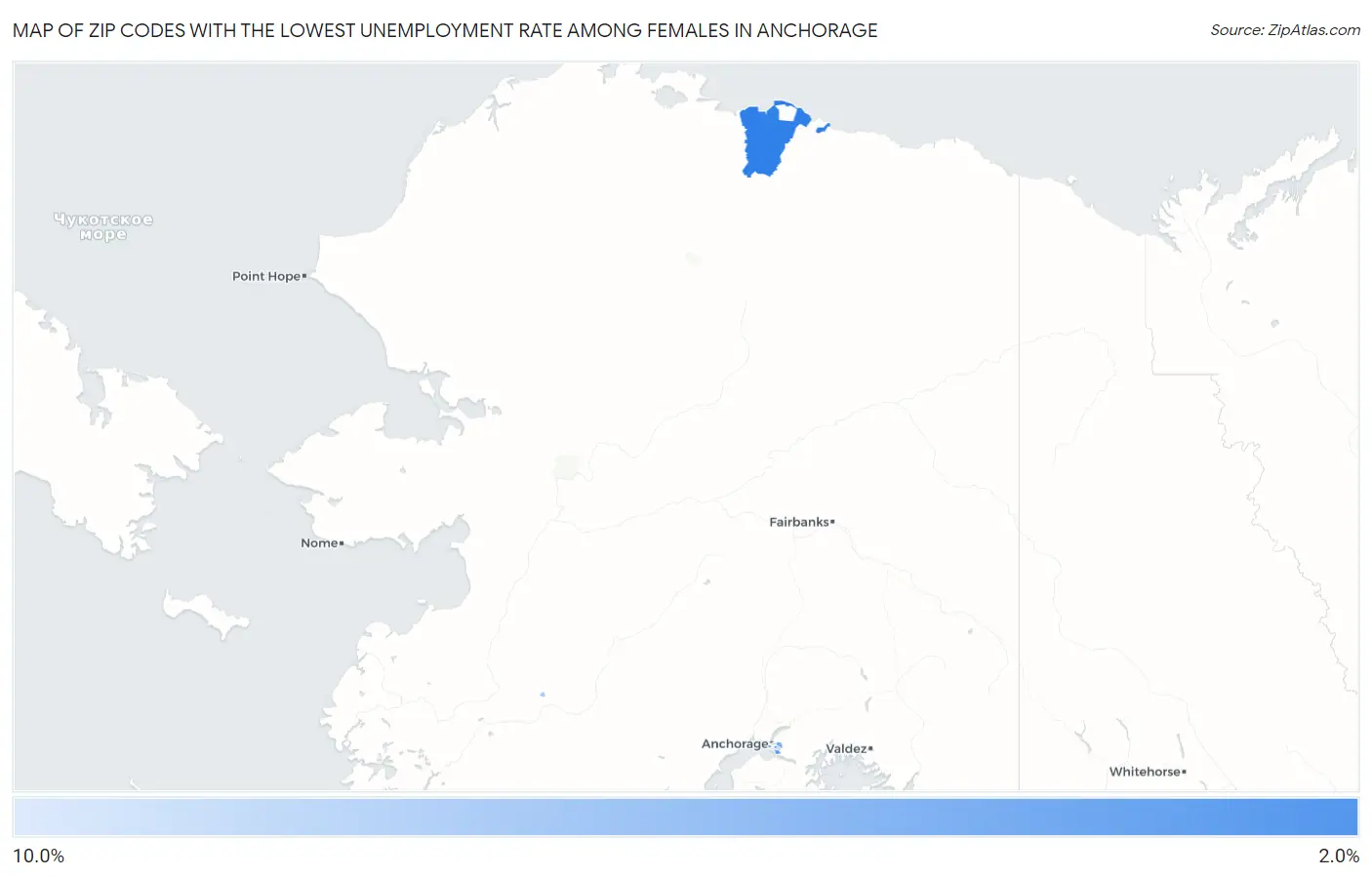 Zip Codes with the Lowest Unemployment Rate Among Females in Anchorage Map
