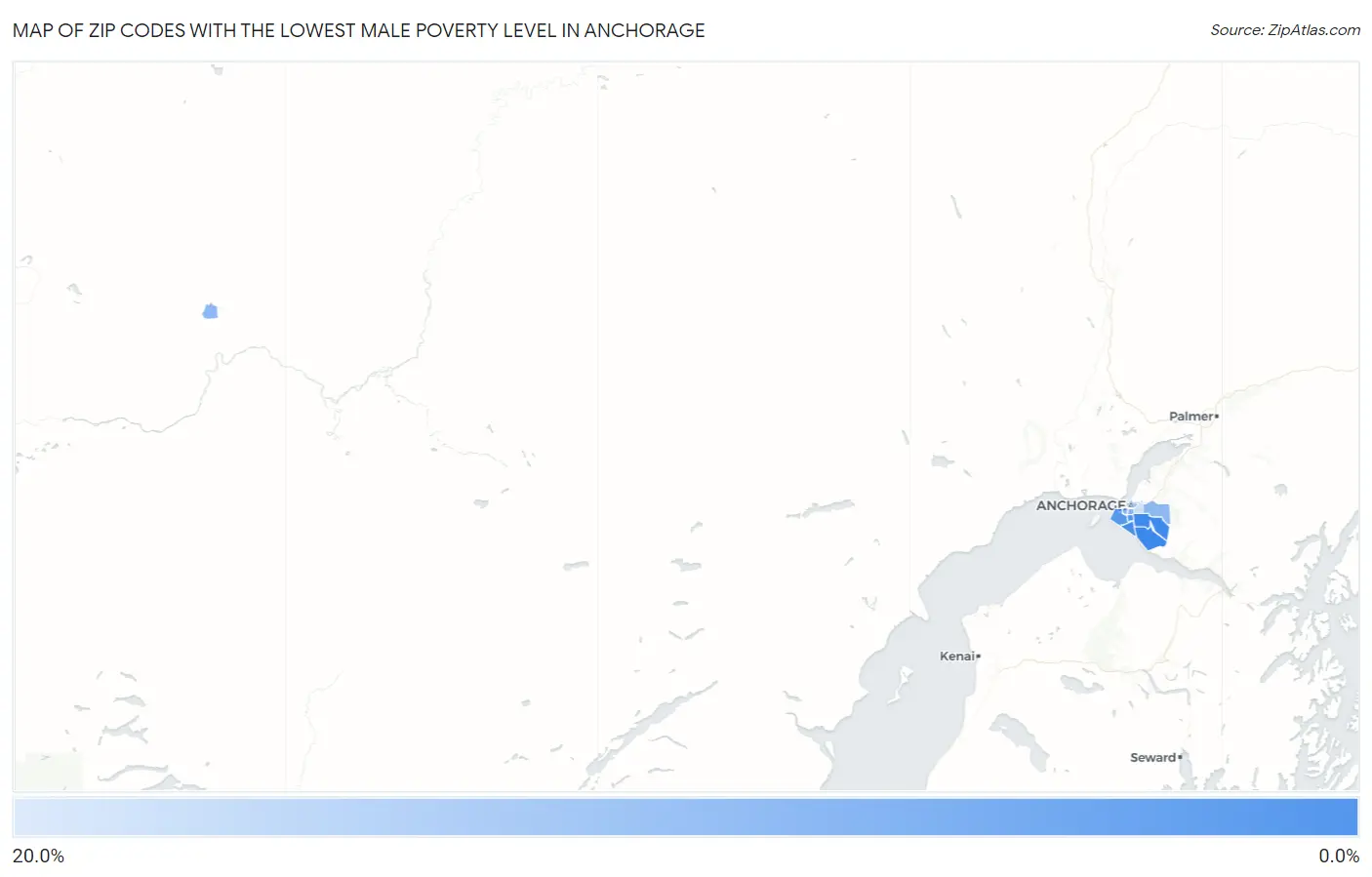 Zip Codes with the Lowest Male Poverty Level in Anchorage Map