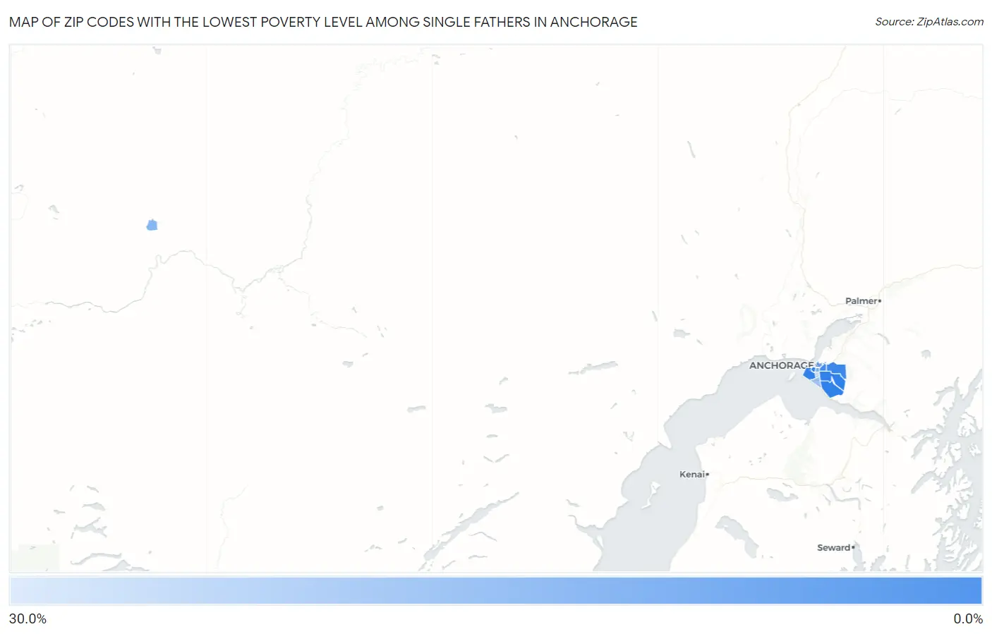 Zip Codes with the Lowest Poverty Level Among Single Fathers in Anchorage Map