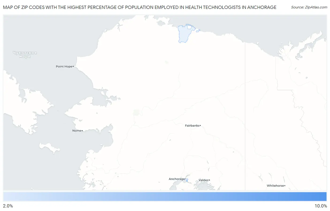 Zip Codes with the Highest Percentage of Population Employed in Health Technologists in Anchorage Map