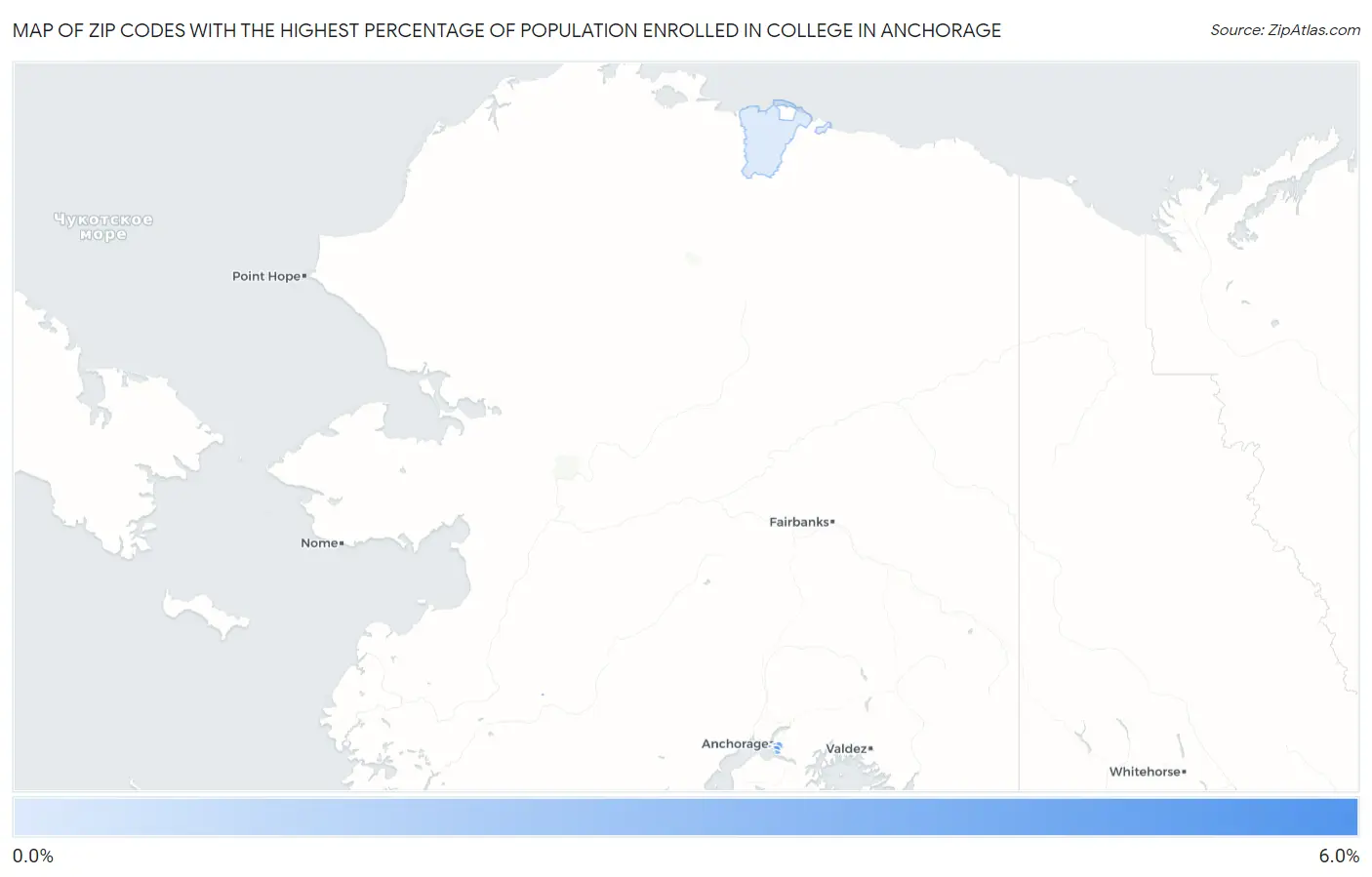 Zip Codes with the Highest Percentage of Population Enrolled in College in Anchorage Map