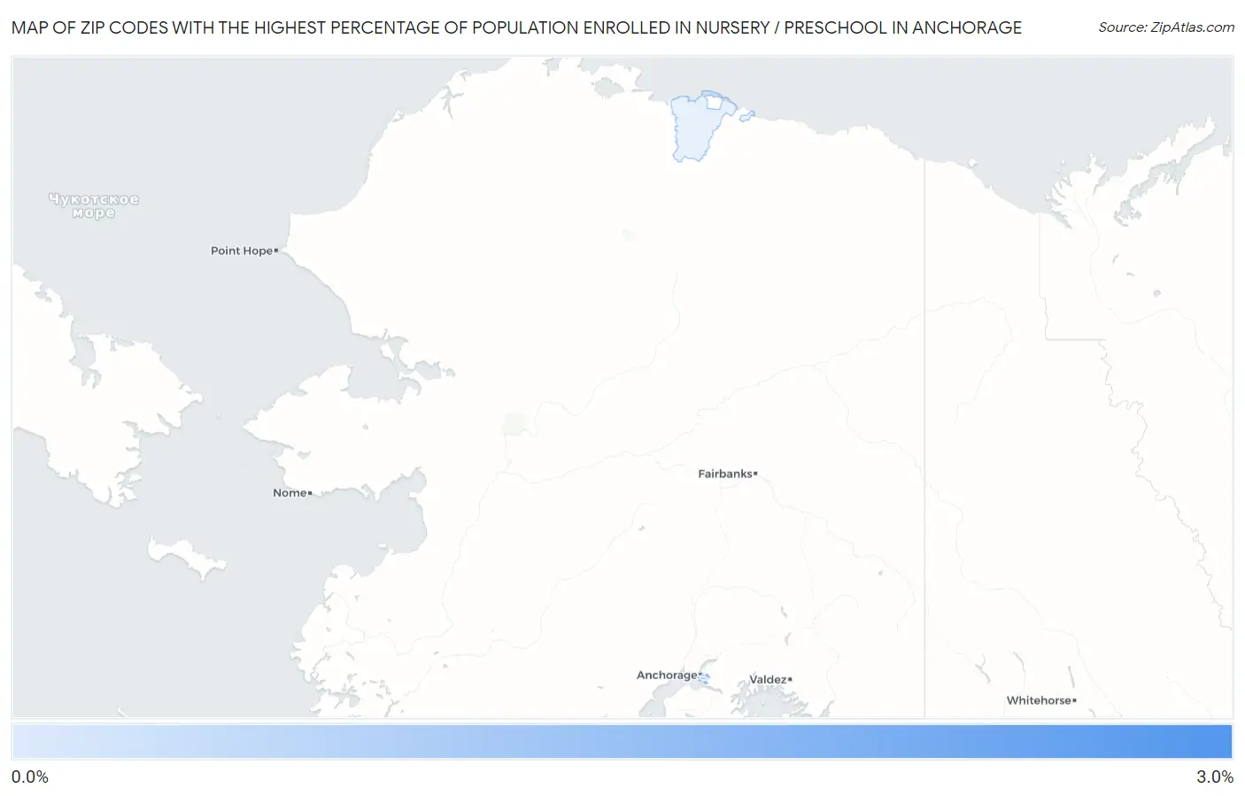 Zip Codes with the Highest Percentage of Population Enrolled in Nursery / Preschool in Anchorage Map