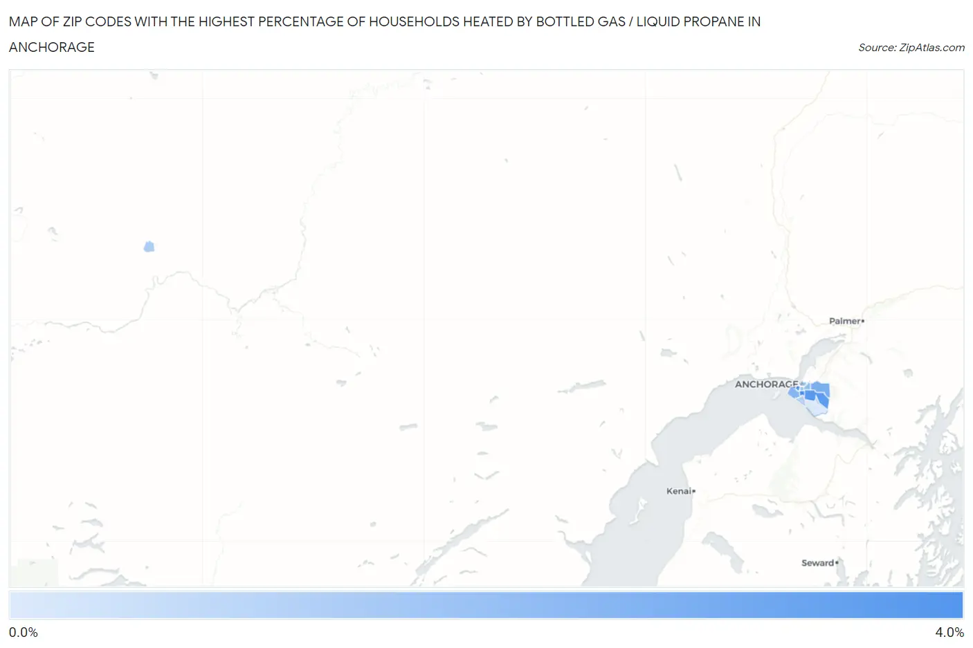 Zip Codes with the Highest Percentage of Households Heated by Bottled Gas / Liquid Propane in Anchorage Map