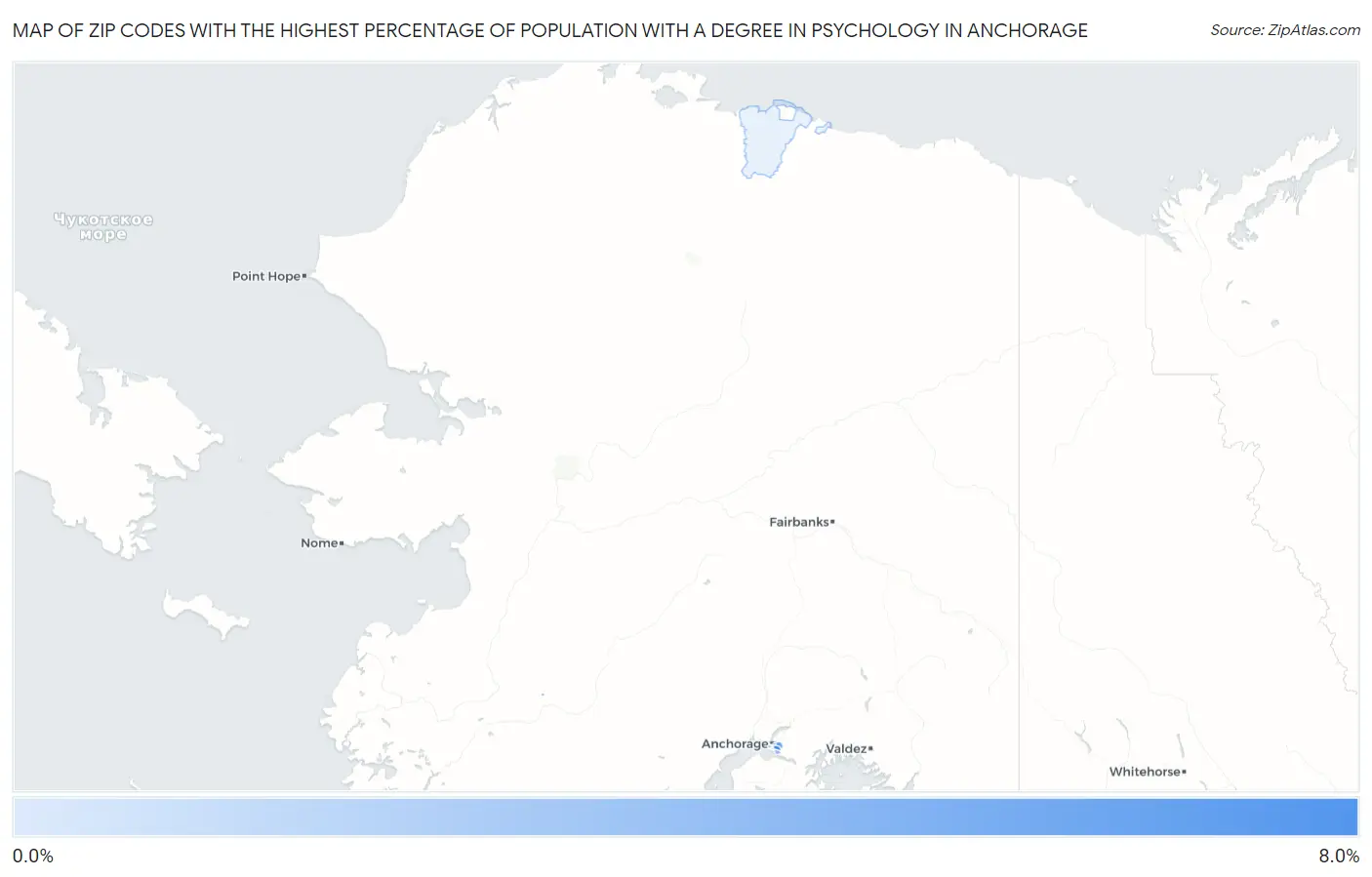 Zip Codes with the Highest Percentage of Population with a Degree in Psychology in Anchorage Map