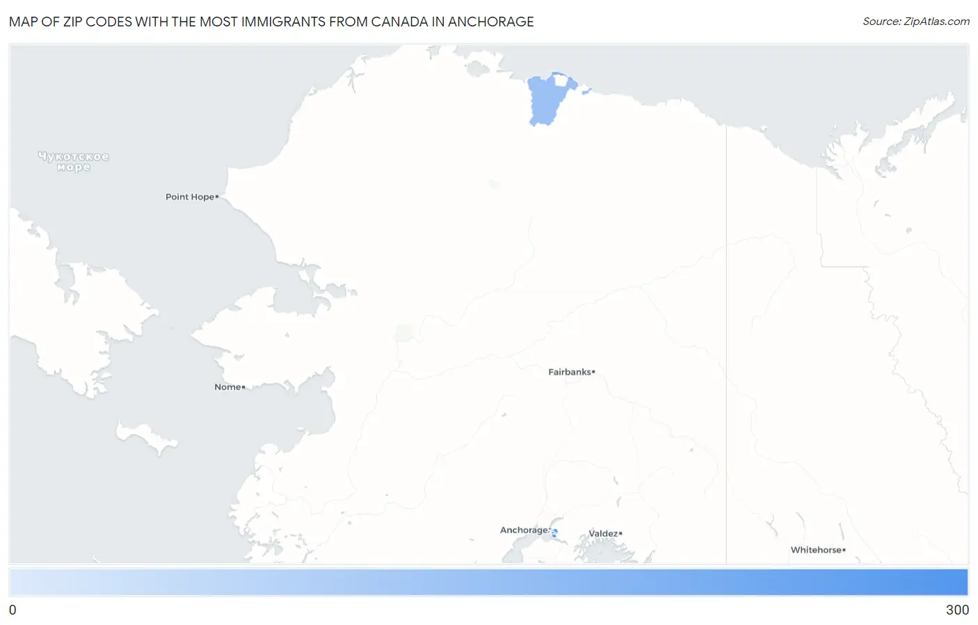 Zip Codes with the Most Immigrants from Canada in Anchorage Map