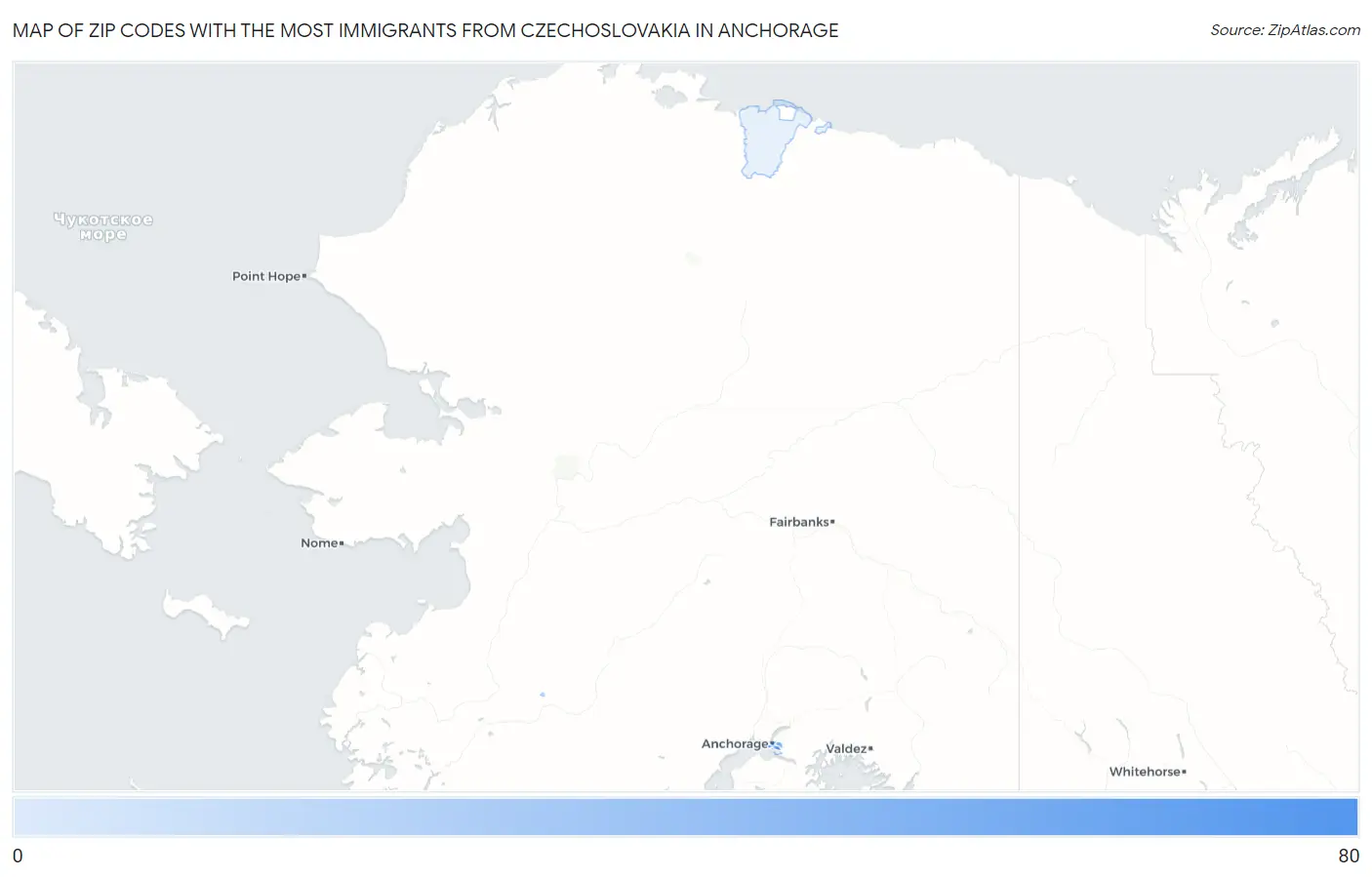 Zip Codes with the Most Immigrants from Czechoslovakia in Anchorage Map