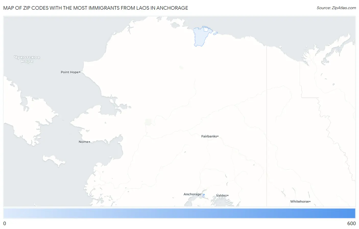 Zip Codes with the Most Immigrants from Laos in Anchorage Map