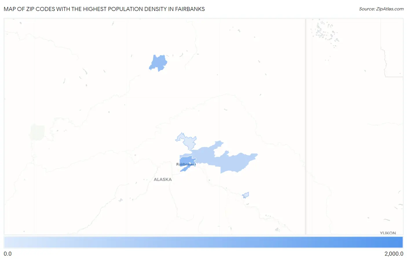 Zip Codes with the Highest Population Density in Fairbanks Map