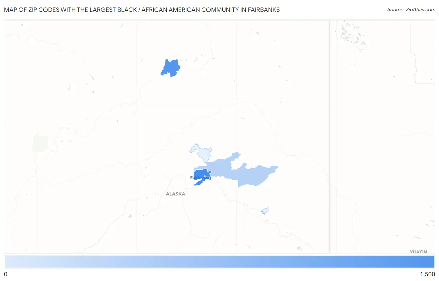 Zip Codes with the Largest Black / African American Community in Fairbanks Map