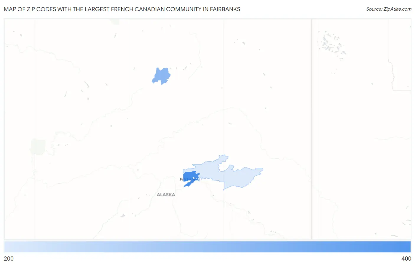 Zip Codes with the Largest French Canadian Community in Fairbanks Map