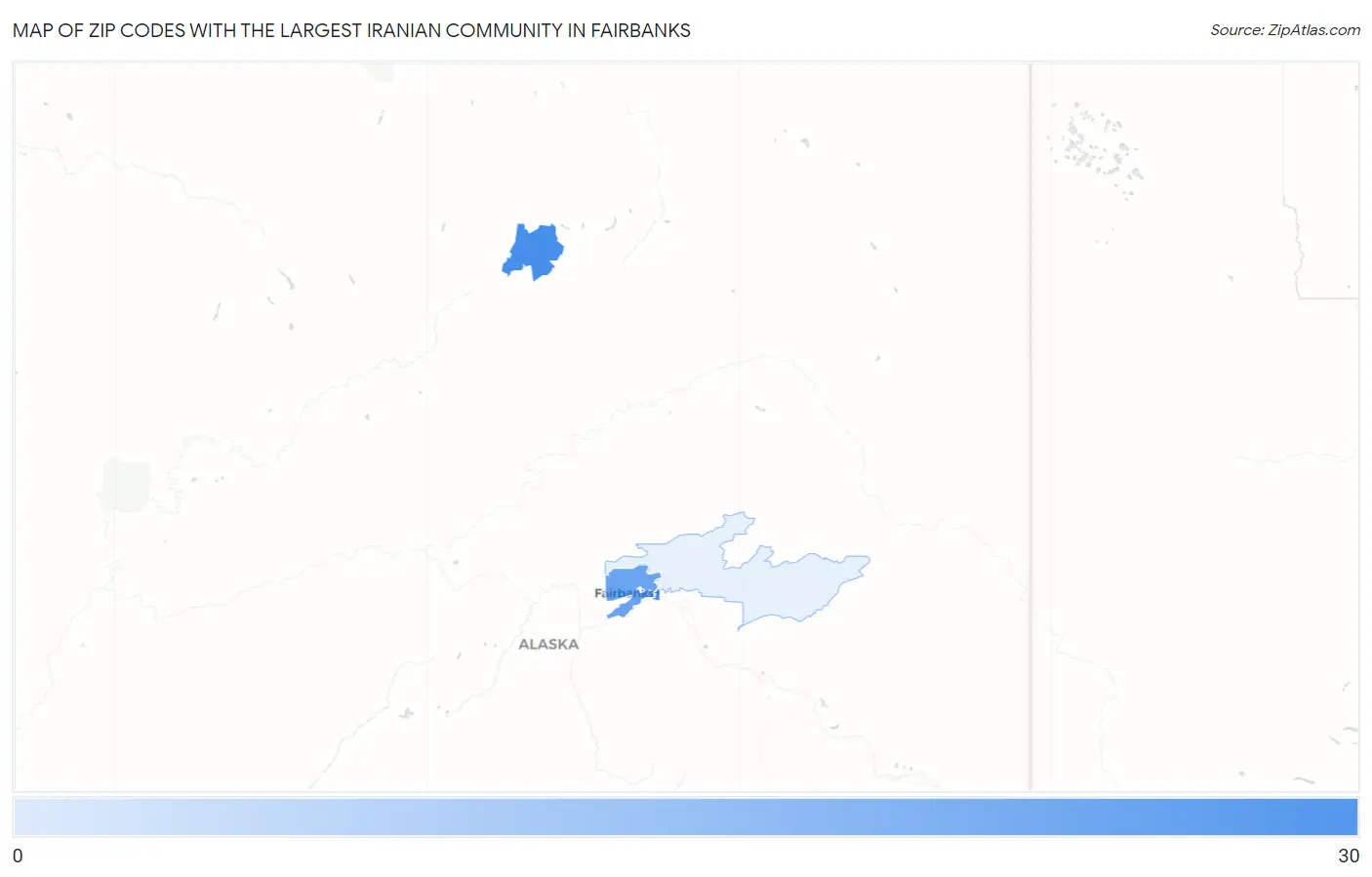 Zip Codes with the Largest Iranian Community in Fairbanks Map