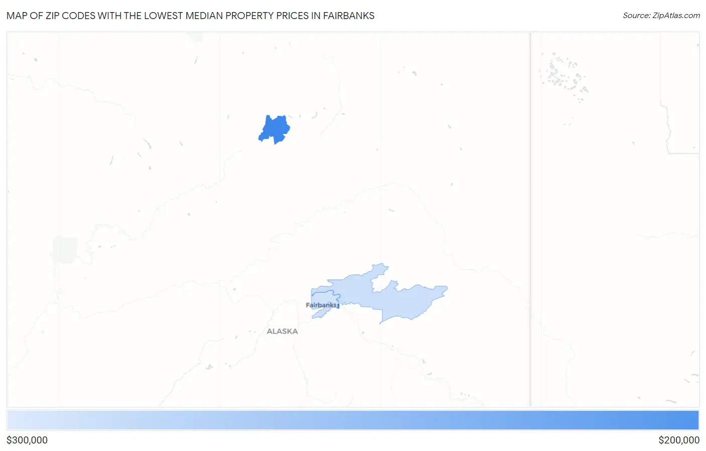 Zip Codes with the Lowest Median Property Prices in Fairbanks Map