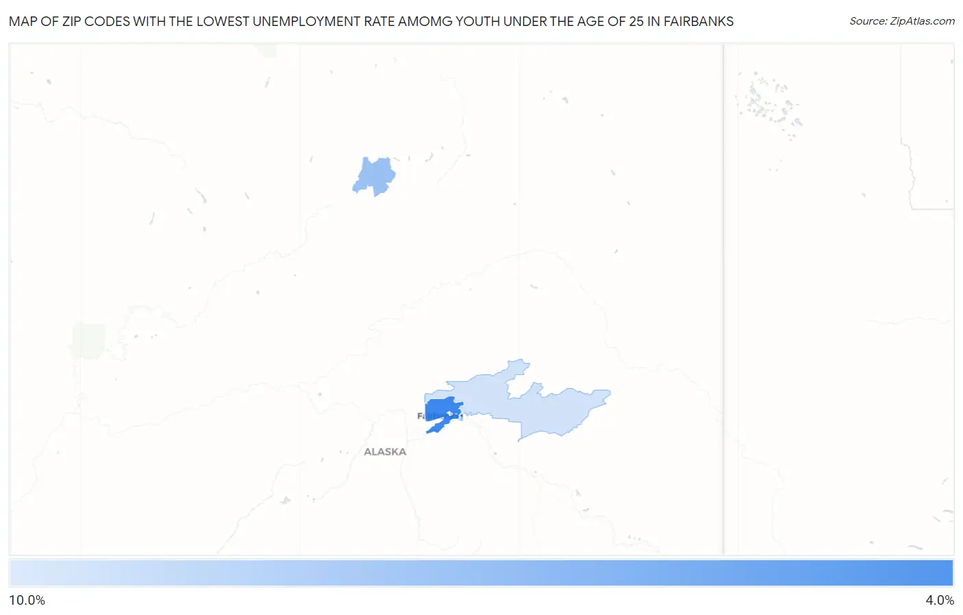 Zip Codes with the Lowest Unemployment Rate Amomg Youth Under the Age of 25 in Fairbanks Map
