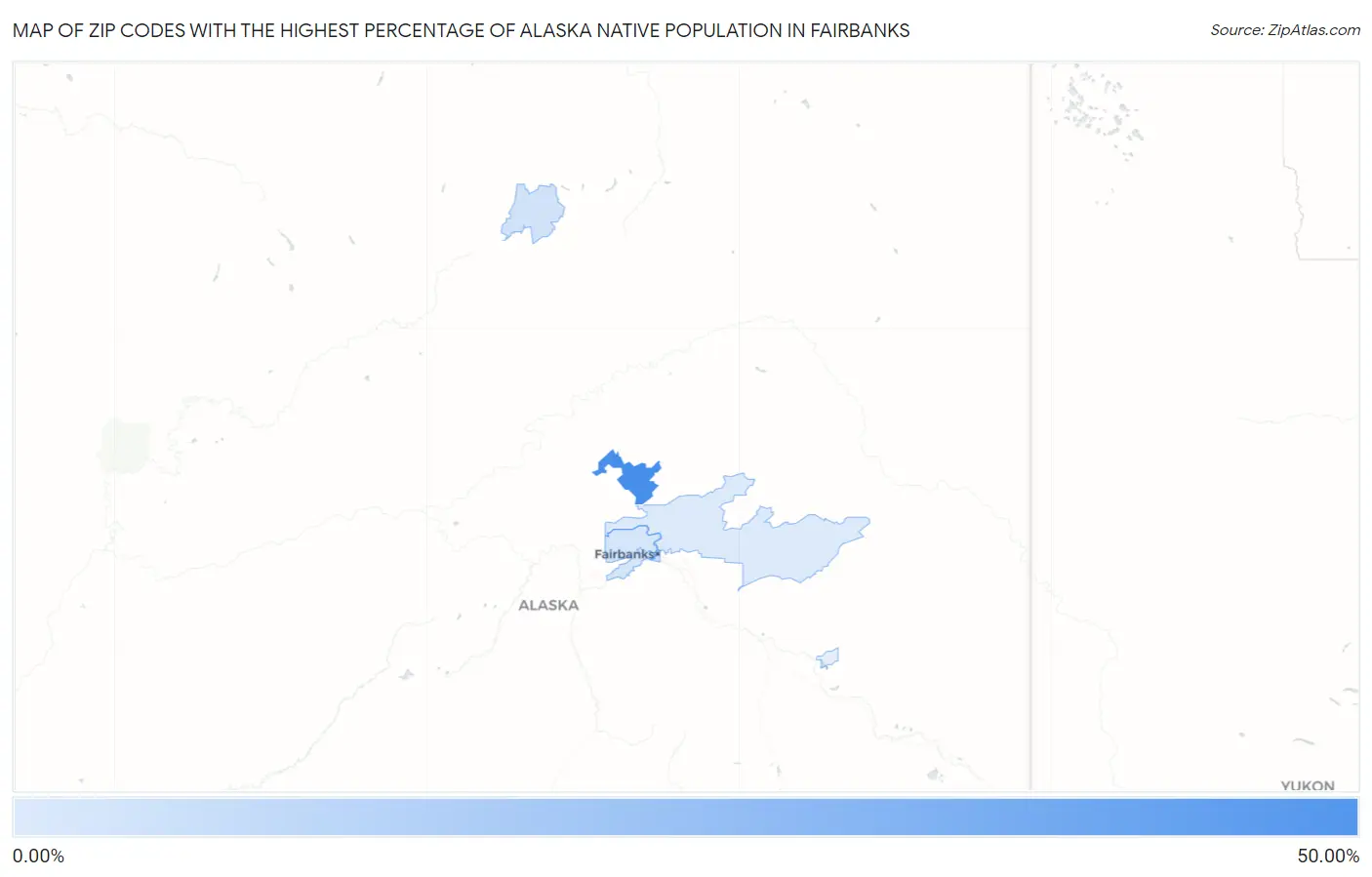 Zip Codes with the Highest Percentage of Alaska Native Population in Fairbanks Map