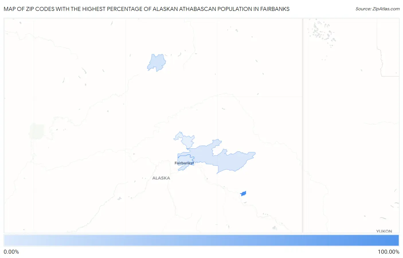 Zip Codes with the Highest Percentage of Alaskan Athabascan Population in Fairbanks Map