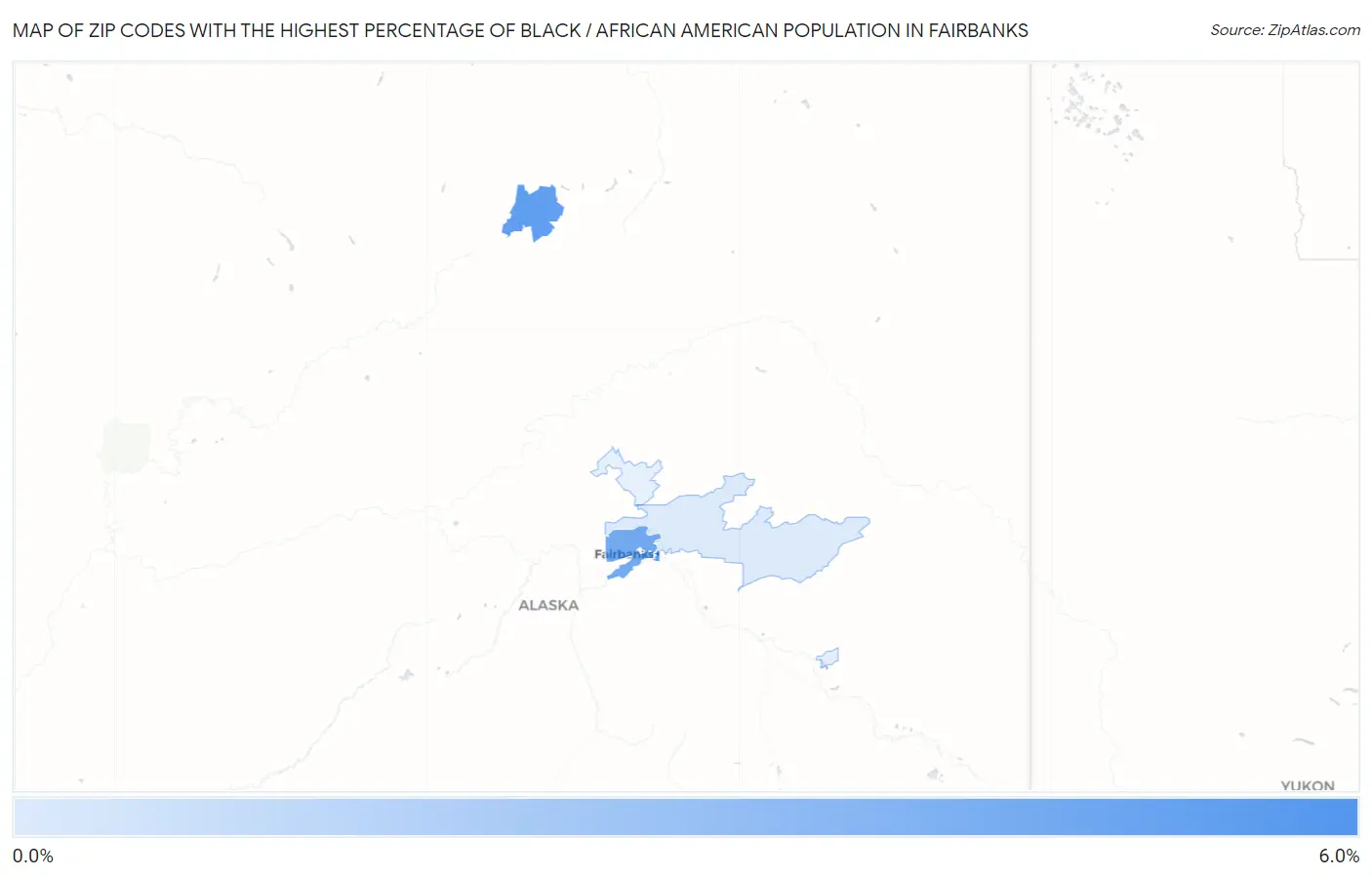 Zip Codes with the Highest Percentage of Black / African American Population in Fairbanks Map