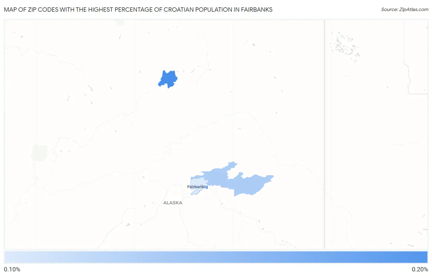 Zip Codes with the Highest Percentage of Croatian Population in Fairbanks Map