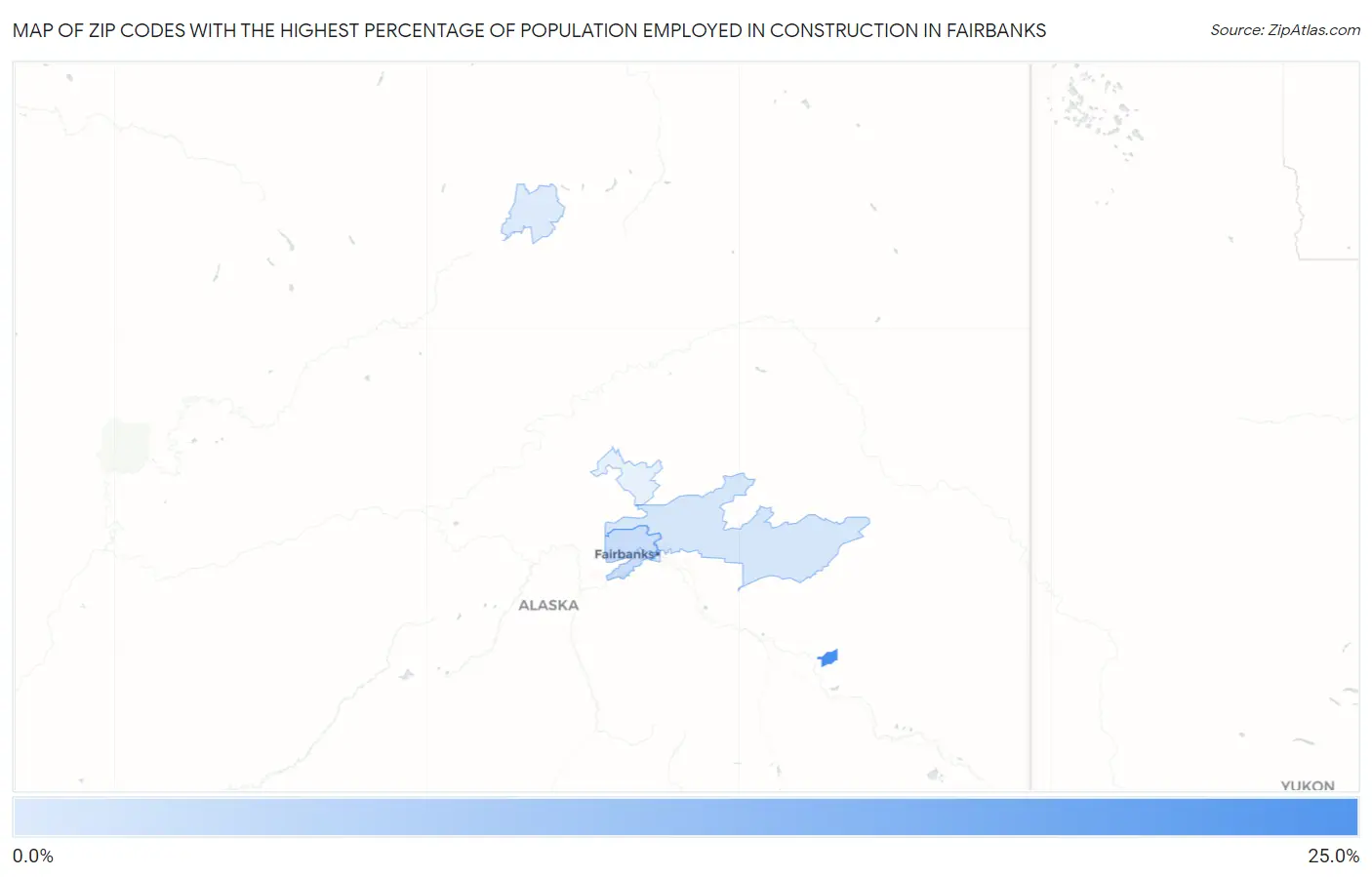 Zip Codes with the Highest Percentage of Population Employed in Construction in Fairbanks Map