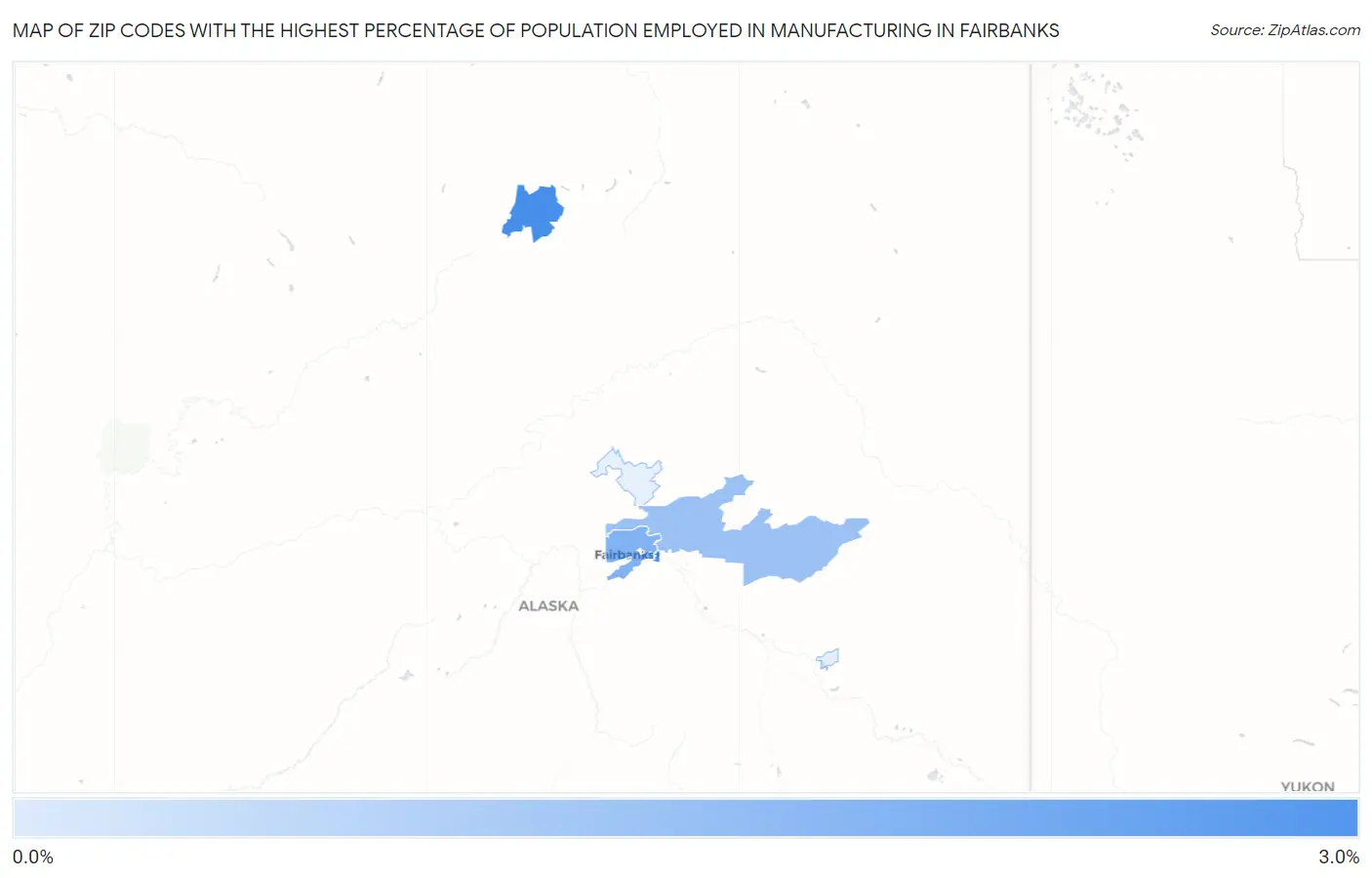 Zip Codes with the Highest Percentage of Population Employed in Manufacturing in Fairbanks Map
