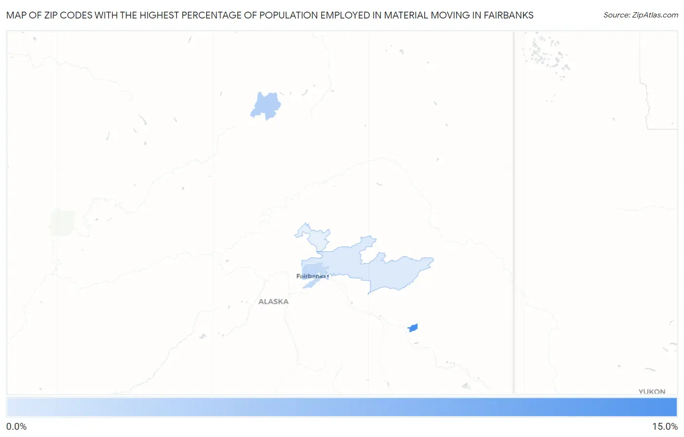 Zip Codes with the Highest Percentage of Population Employed in Material Moving in Fairbanks Map