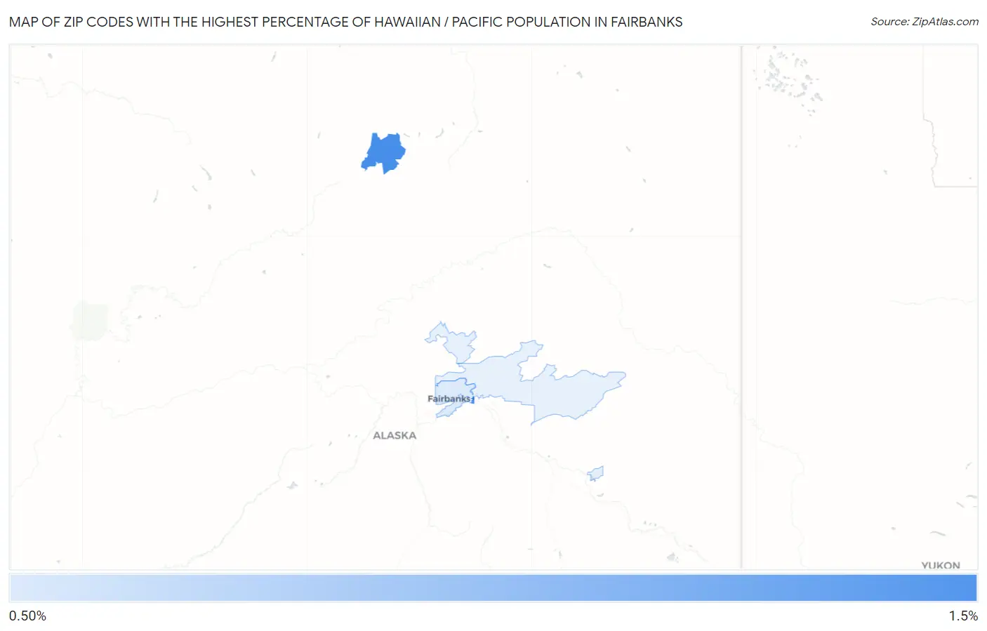 Zip Codes with the Highest Percentage of Hawaiian / Pacific Population in Fairbanks Map