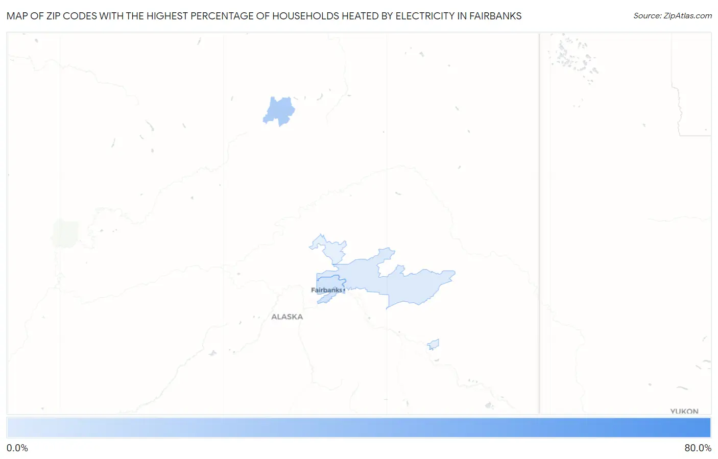 Zip Codes with the Highest Percentage of Households Heated by Electricity in Fairbanks Map