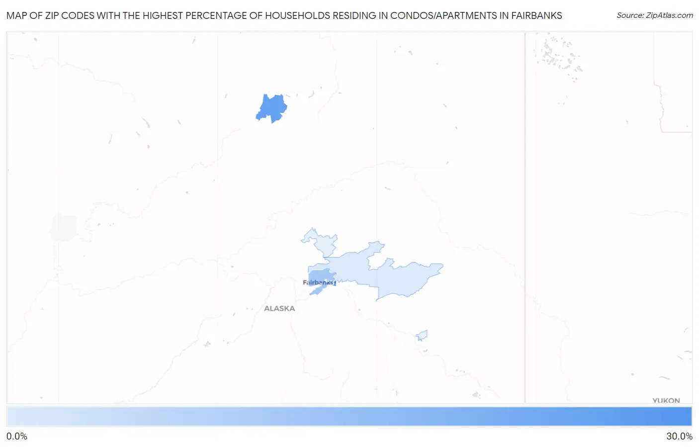 Zip Codes with the Highest Percentage of Households Residing in Condos/Apartments in Fairbanks Map
