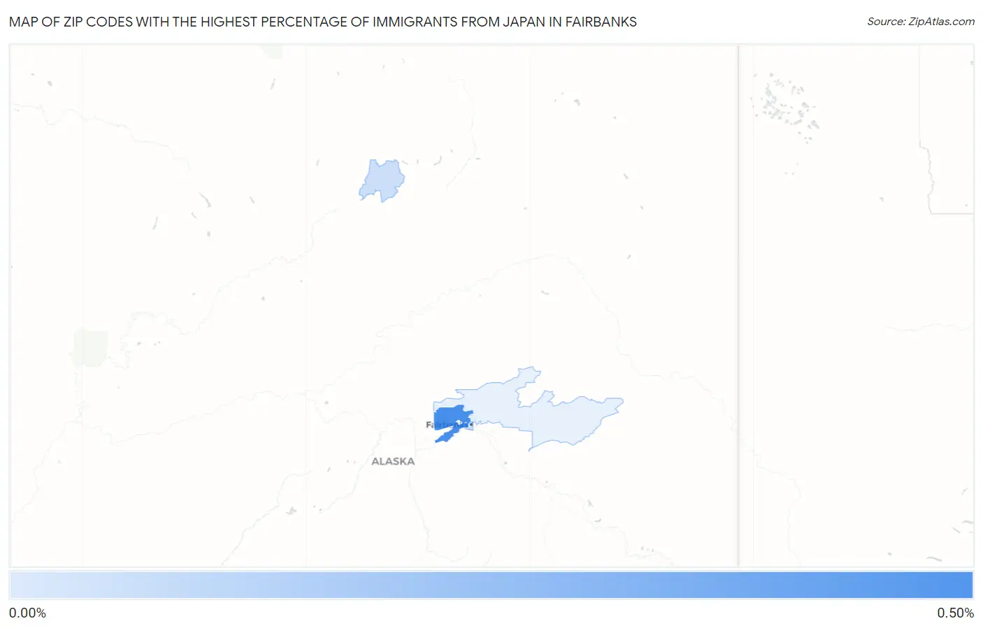 Zip Codes with the Highest Percentage of Immigrants from Japan in Fairbanks Map