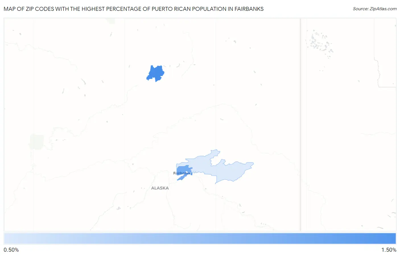Zip Codes with the Highest Percentage of Puerto Rican Population in Fairbanks Map