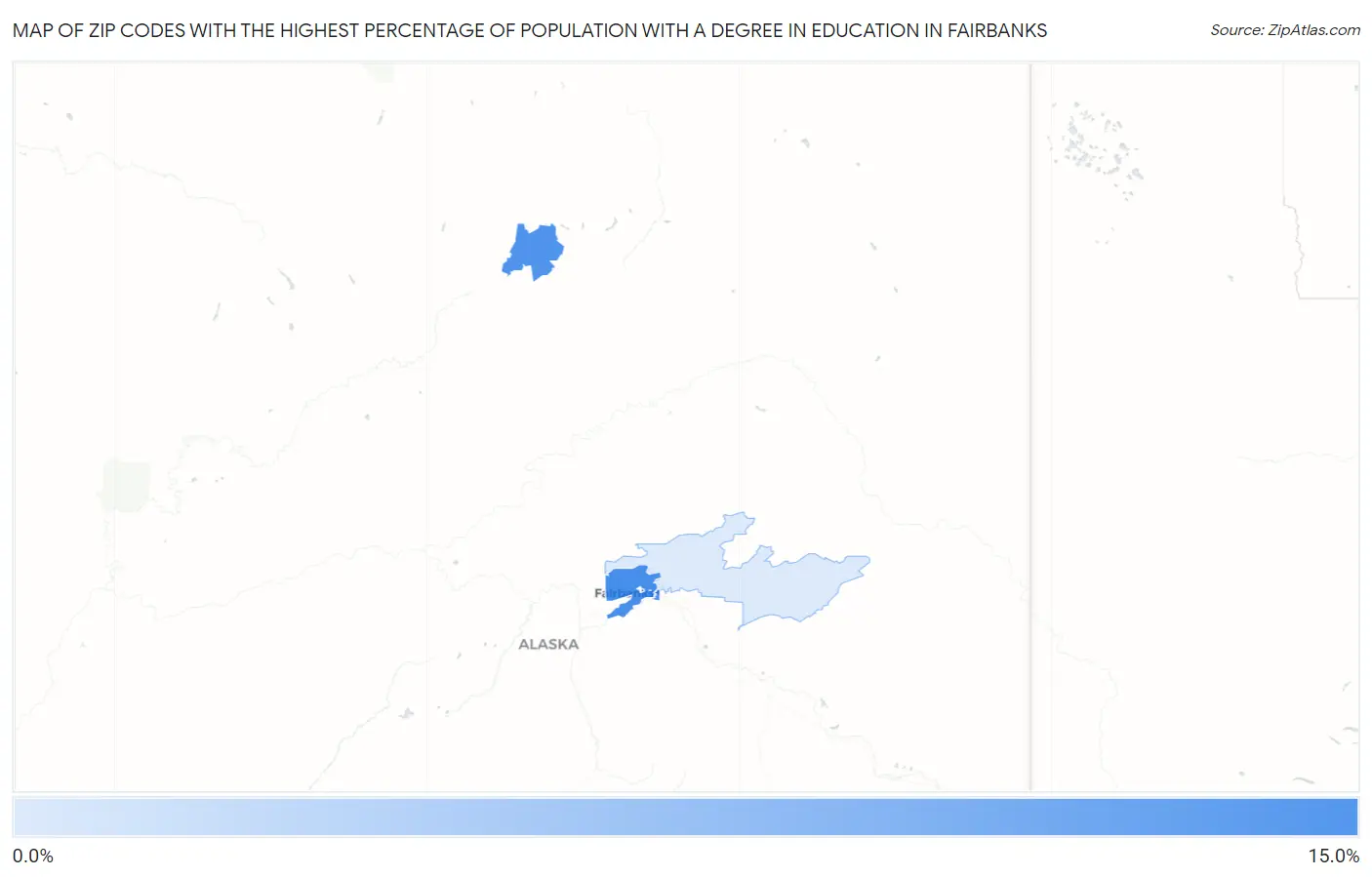 Zip Codes with the Highest Percentage of Population with a Degree in Education in Fairbanks Map