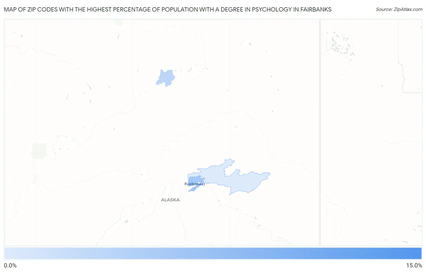 Zip Codes with the Highest Percentage of Population with a Degree in Psychology in Fairbanks Map