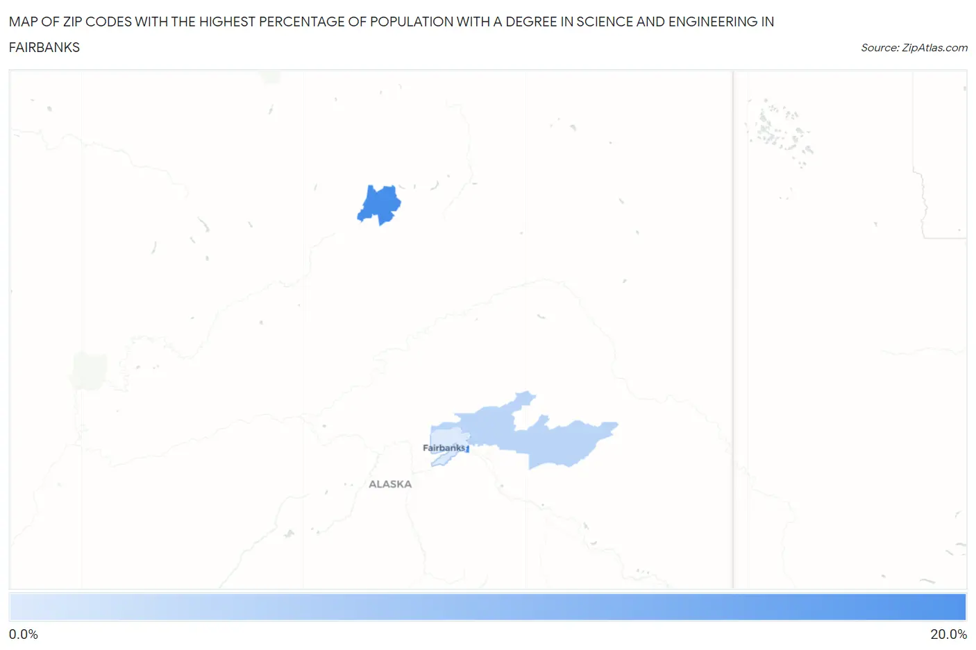 Zip Codes with the Highest Percentage of Population with a Degree in Science and Engineering in Fairbanks Map