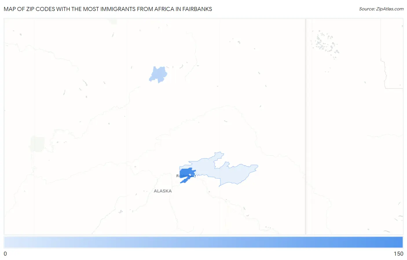 Zip Codes with the Most Immigrants from Africa in Fairbanks Map
