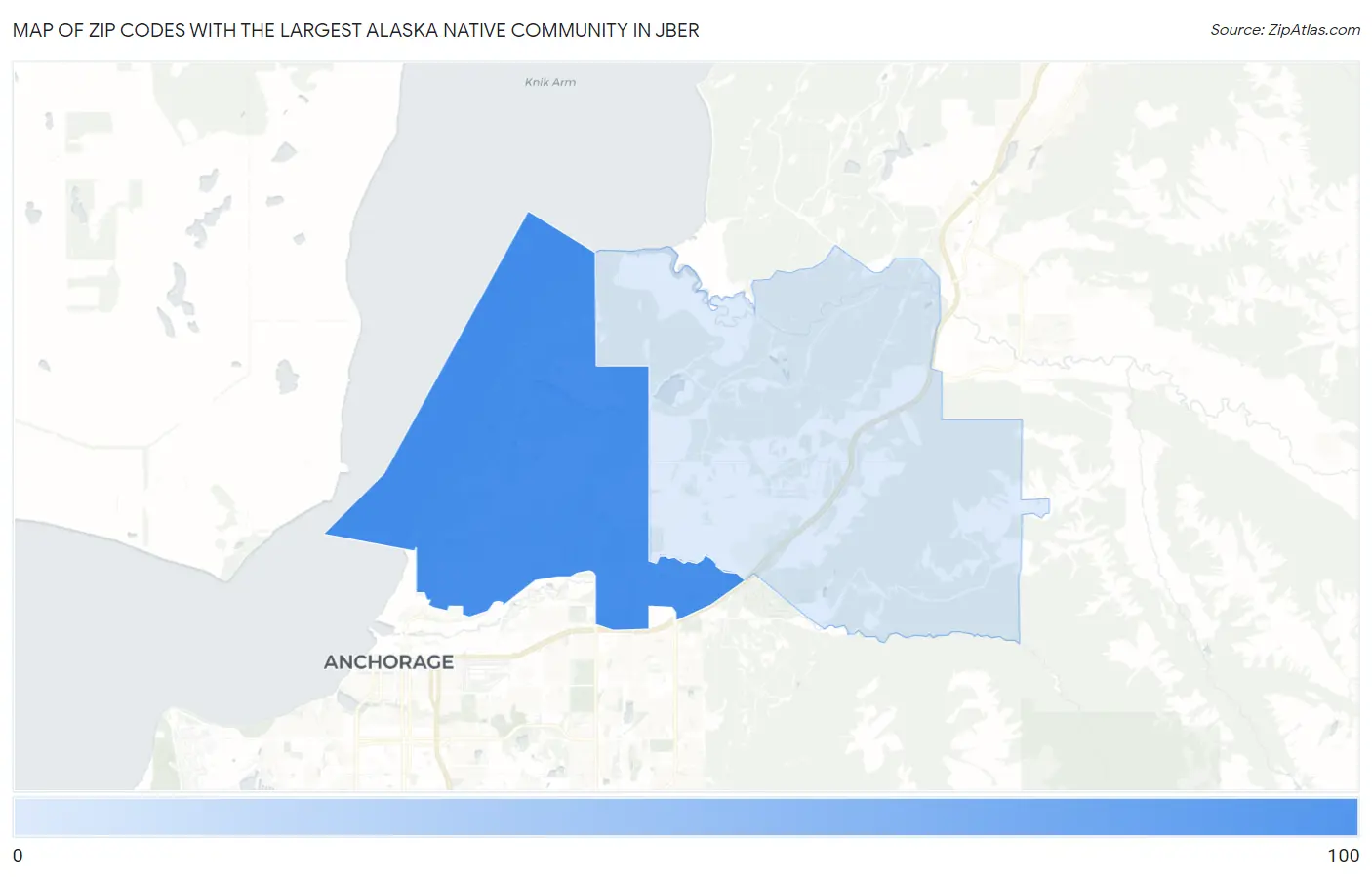 Zip Codes with the Largest Alaska Native Community in Jber Map