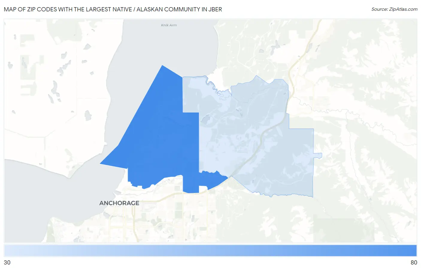 Zip Codes with the Largest Native / Alaskan Community in Jber Map