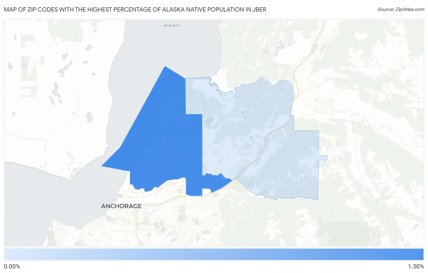 Zip Codes with the Highest Percentage of Alaska Native Population in Jber Map