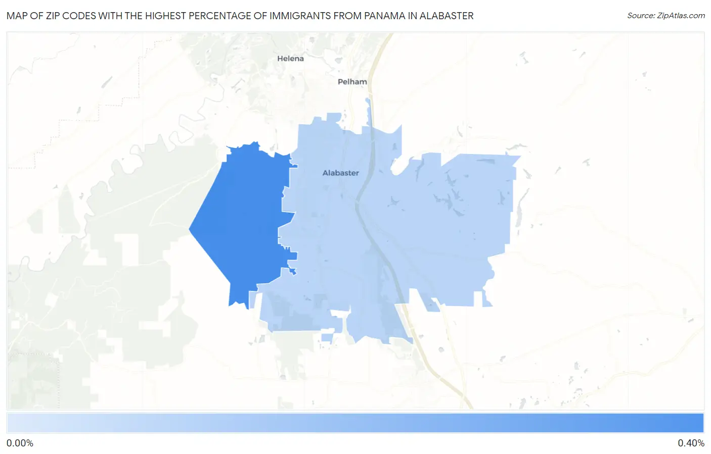 Zip Codes with the Highest Percentage of Immigrants from Panama in Alabaster Map
