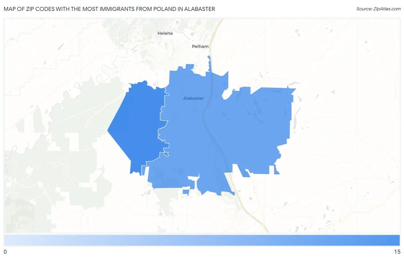 Zip Codes with the Most Immigrants from Poland in Alabaster Map