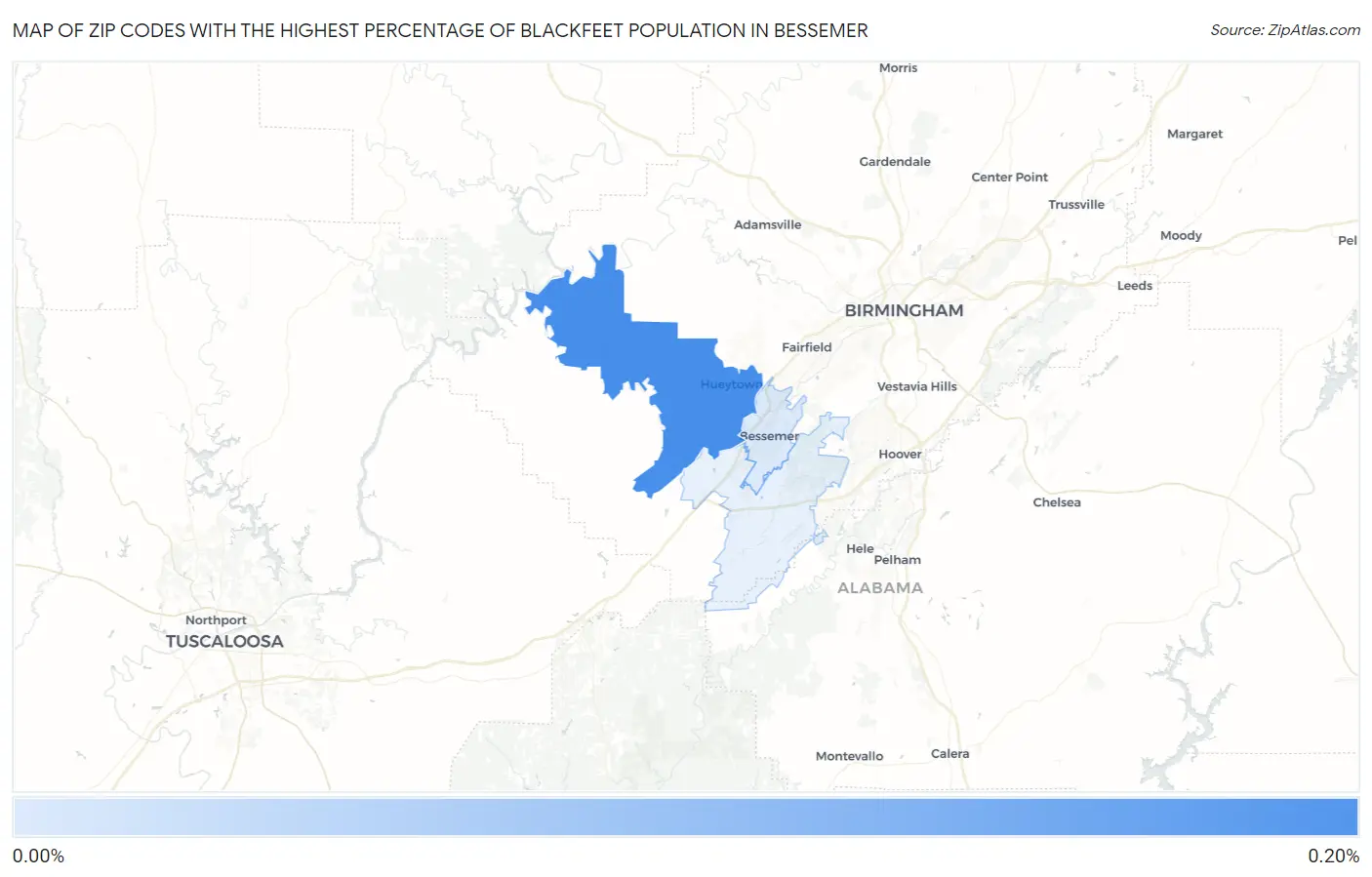 Zip Codes with the Highest Percentage of Blackfeet Population in Bessemer Map