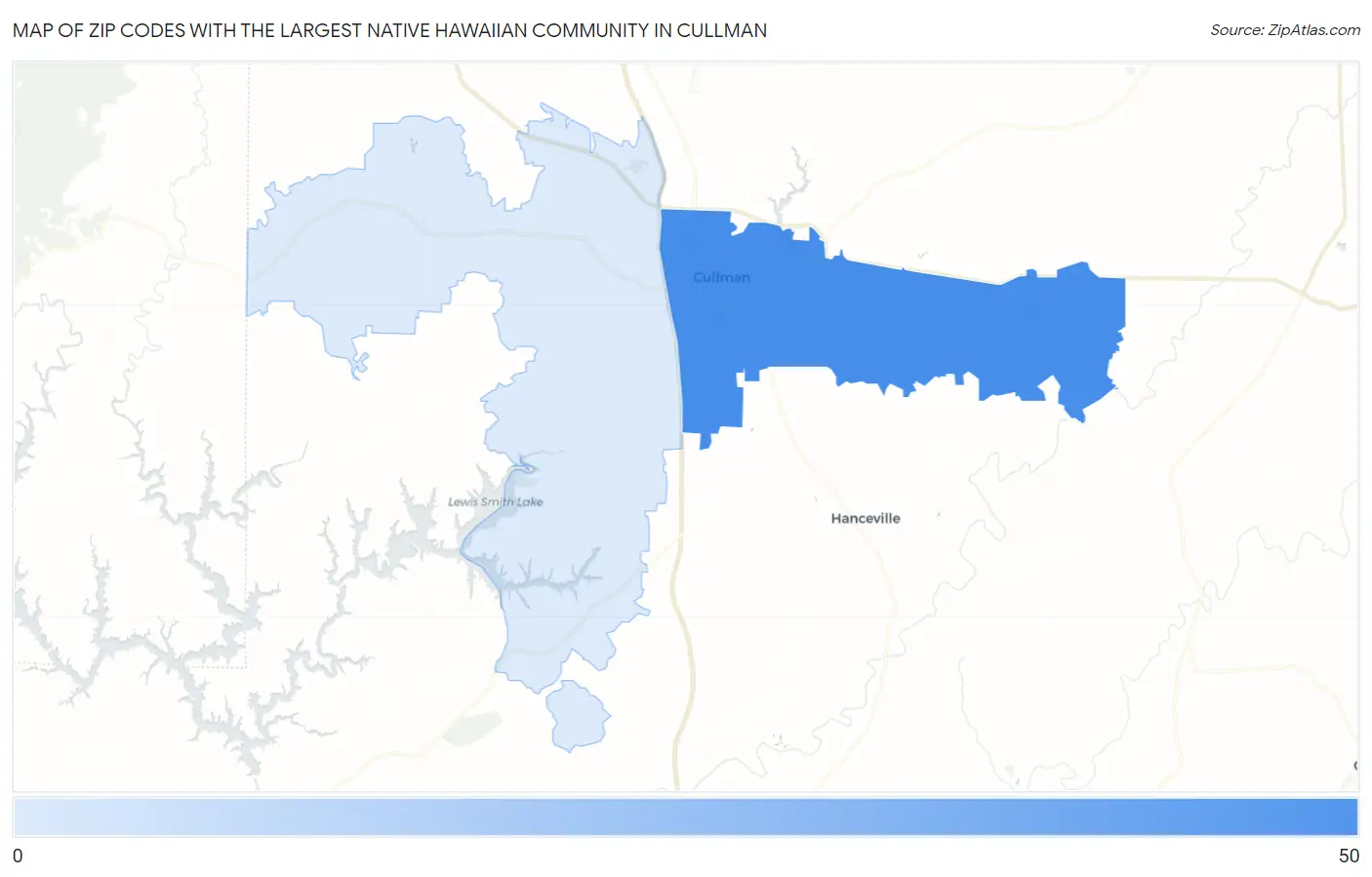Zip Codes with the Largest Native Hawaiian Community in Cullman Map