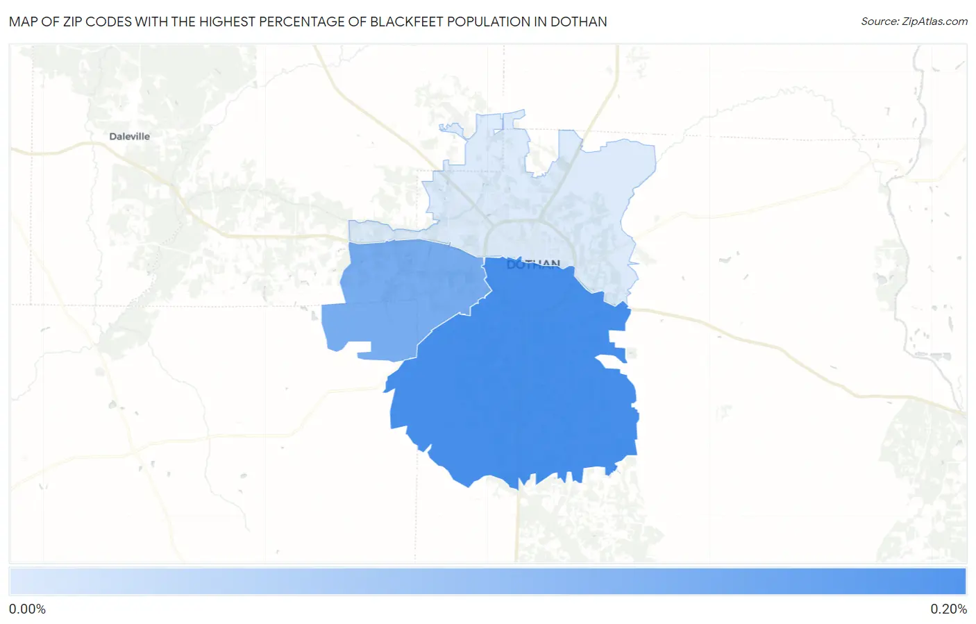 Zip Codes with the Highest Percentage of Blackfeet Population in Dothan Map