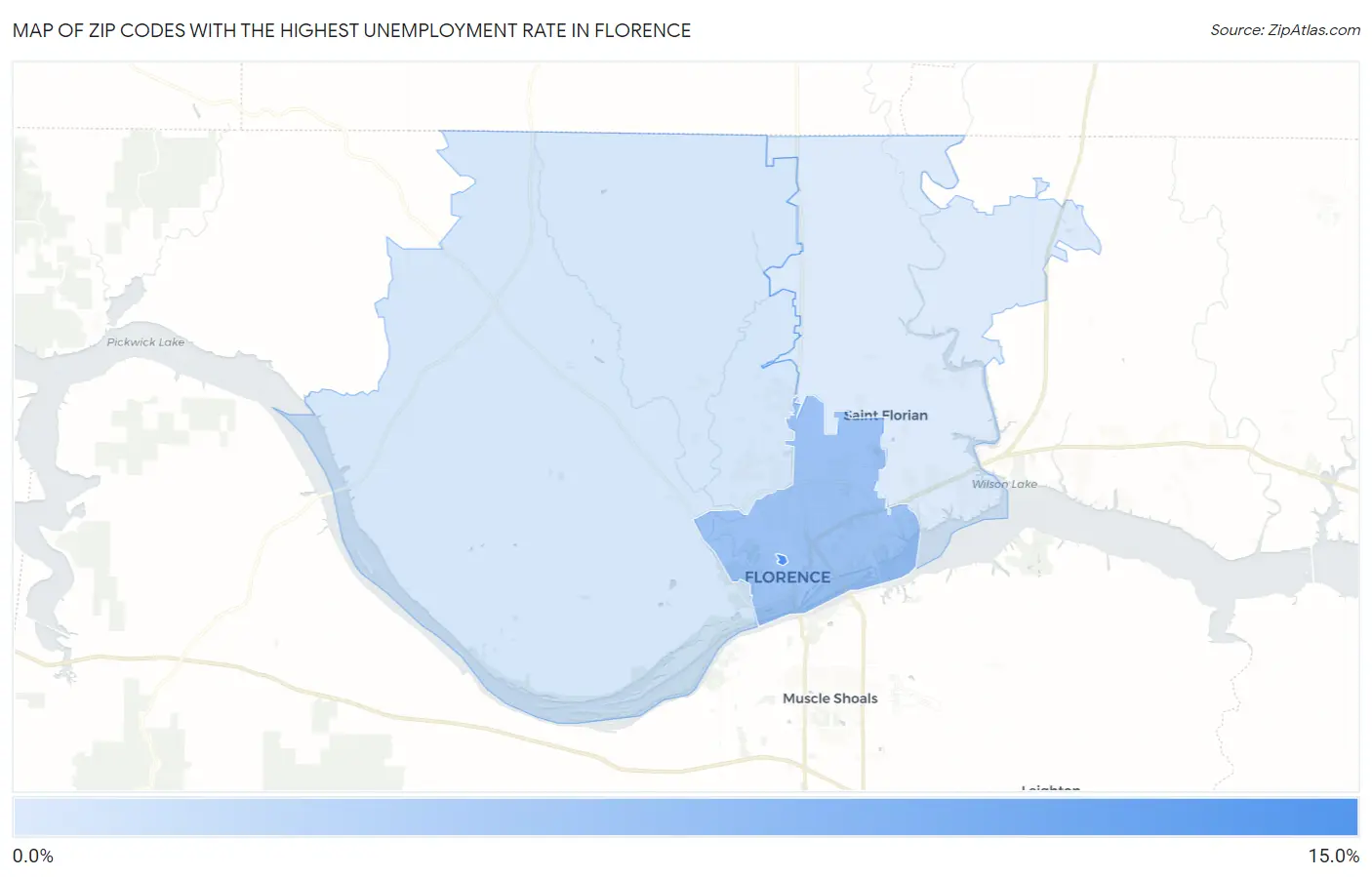 Zip Codes with the Highest Unemployment Rate in Florence Map