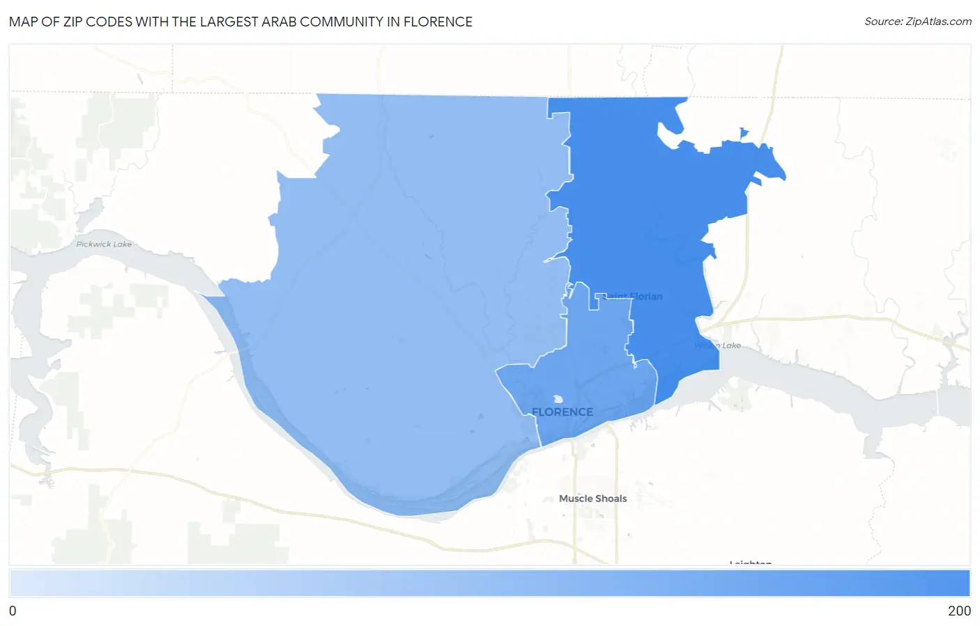 Zip Codes with the Largest Arab Community in Florence Map