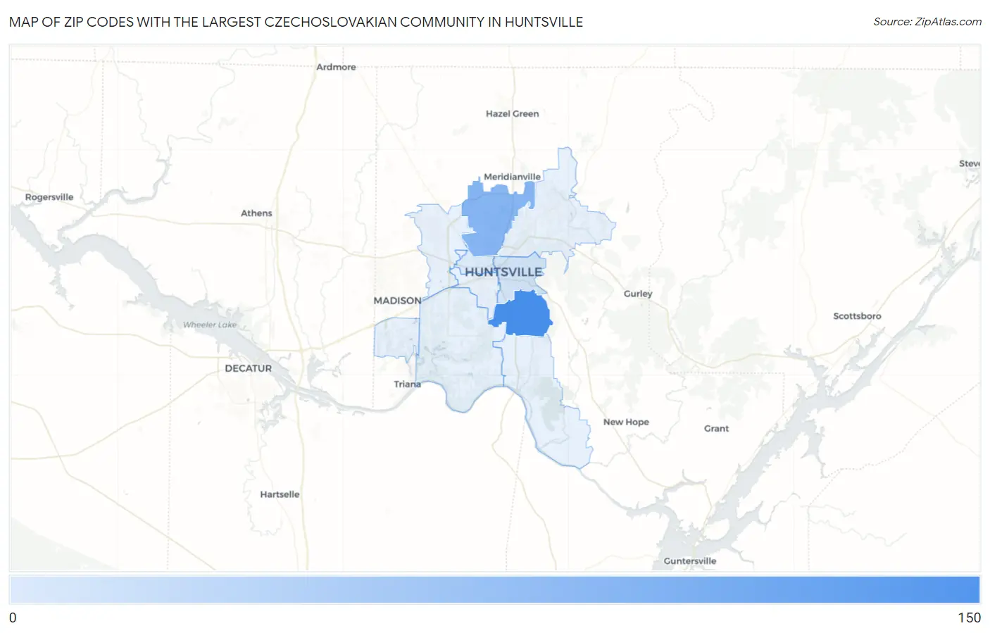 Zip Codes with the Largest Czechoslovakian Community in Huntsville Map