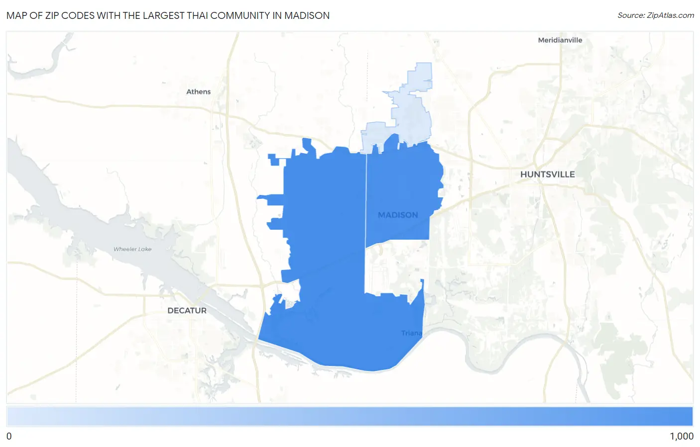 Zip Codes with the Largest Thai Community in Madison Map
