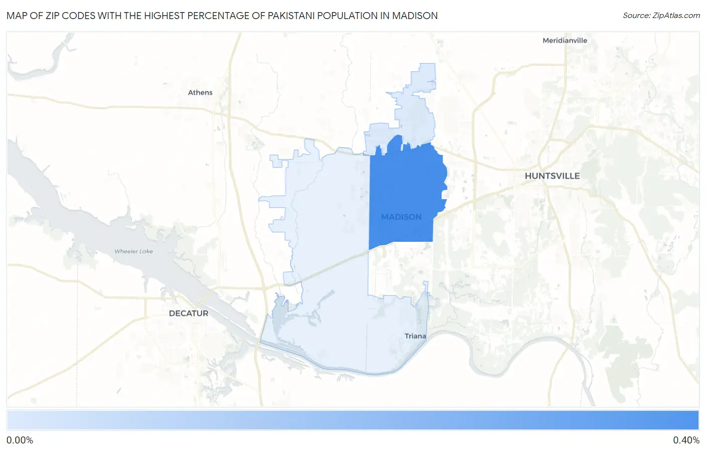 Zip Codes with the Highest Percentage of Pakistani Population in Madison Map