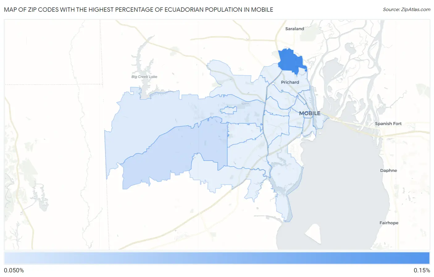 Zip Codes with the Highest Percentage of Ecuadorian Population in Mobile Map