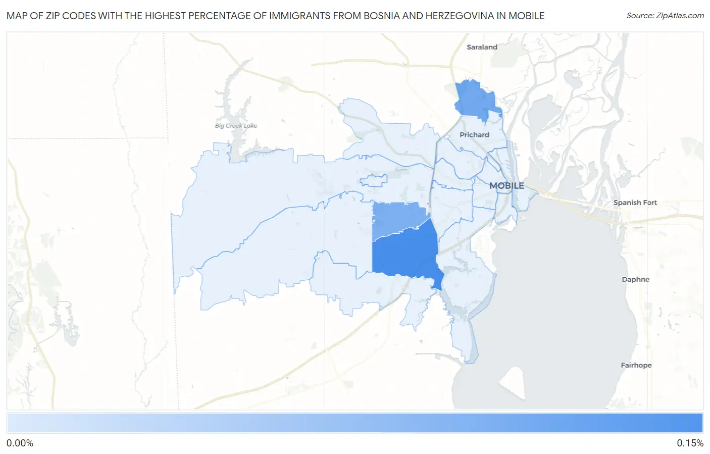 Zip Codes with the Highest Percentage of Immigrants from Bosnia and Herzegovina in Mobile Map